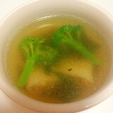 レンジで簡単♪ブロッコリーと水餃子の中華スープ